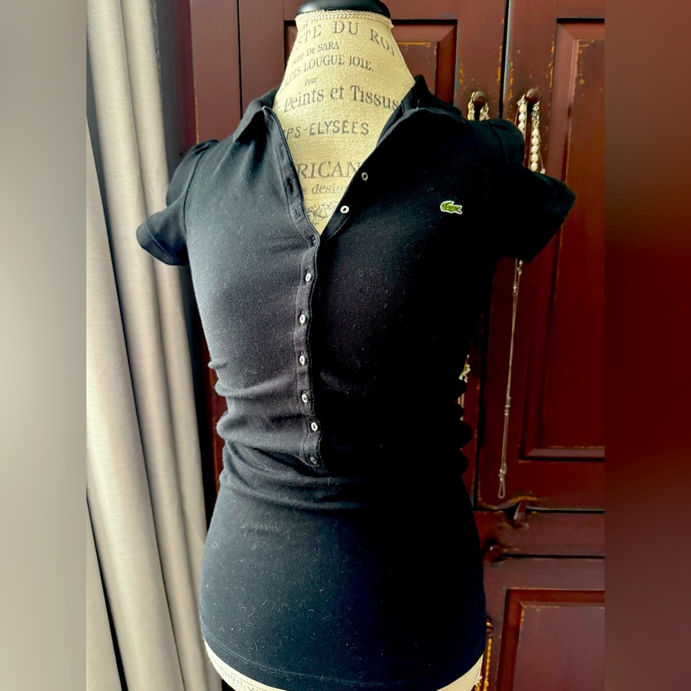 EU Size 34/ US Size 4 Black Lacoste Womens Polo